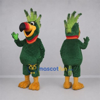 Custom Green and Yellow Tropical Bird Mascot Costume Adult Full Body Suit for Summer Events