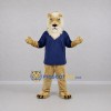 Custom Tan and Blue Lion Mascot Costume Adult Full Body Suit for Sports Events