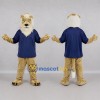 Custom Tan and Blue Lion Mascot Costume Adult Full Body Suit for Sports Events