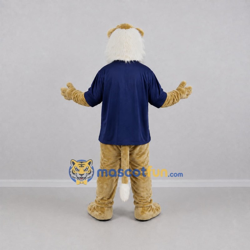 Custom Tan and Blue Lion Mascot Costume Adult Full Body Suit for Sports Events