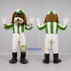 Custom Brown and Green Jockey Dog Mascot Costume Adult Full Body Suit for Equestrian Events Custom Brown and Green Jockey Dog Mascot Costume Adult Full Body Suit for Equestrian Events