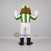 Custom Brown and Green Jockey Dog Mascot Costume Adult Full Body Suit for Equestrian Events Custom Brown and Green Jockey Dog Mascot Costume Adult Full Body Suit for Equestrian Events