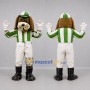 Custom Brown and Green Jockey Dog Mascot Costume Adult Full Body Suit for Equestrian Events