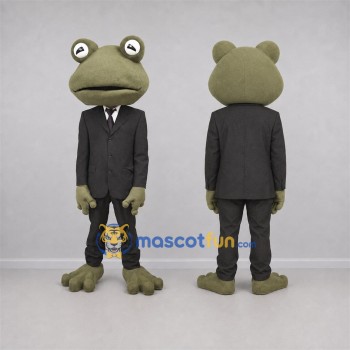 Custom Green and Black Frog Mascot Costume Adult Full Body Suit for Stage Performances