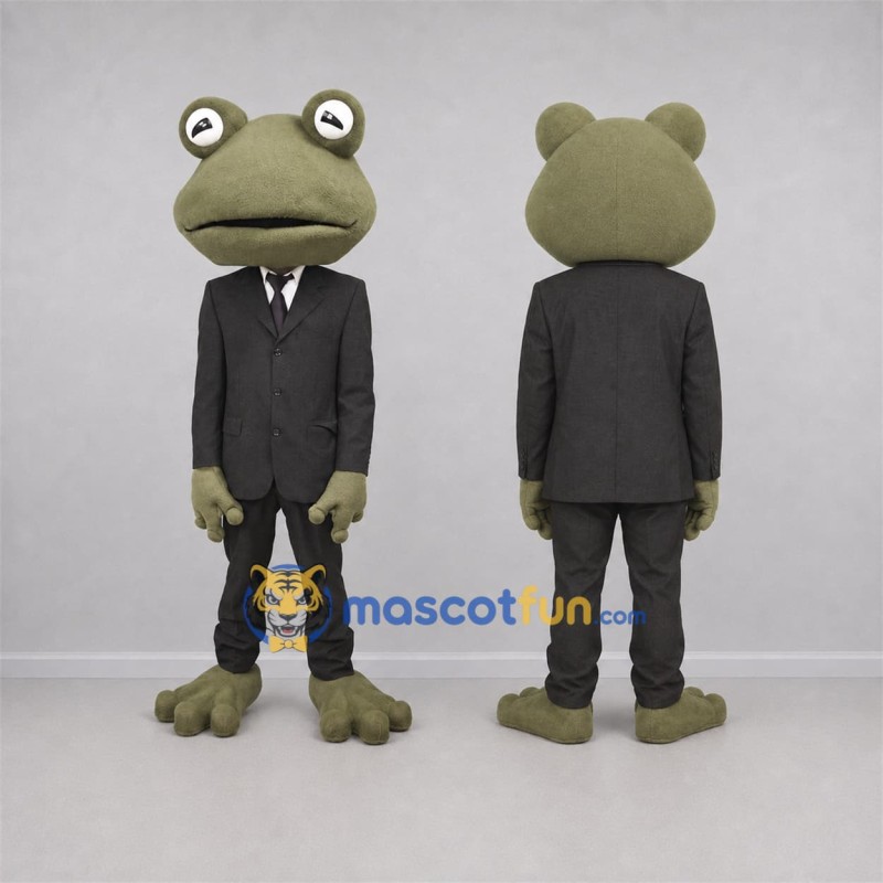 Custom Green and Black Frog Mascot Costume Adult Full Body Suit for Stage Performances Custom Green and Black Frog Mascot Costume Adult Full Body Suit for Stage Performances