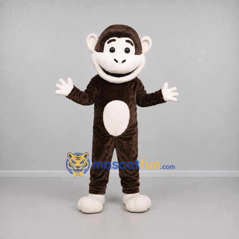Custom Brown and White Monkey Mascot Costume Adult Full Body Suit for Jungle Parties Custom Brown and White Monkey Mascot Costume Adult Full Body Suit for Jungle Parties