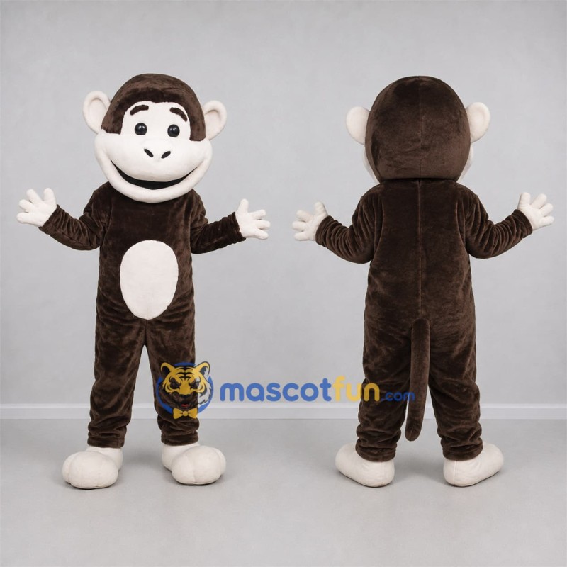 Custom Brown and White Monkey Mascot Costume Adult Full Body Suit for Jungle Parties Custom Brown and White Monkey Mascot Costume Adult Full Body Suit for Jungle Parties