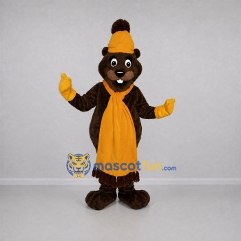 Custom Brown and Yellow Groundhog Mascot Costume Adult Full Body Suit for Winter Events