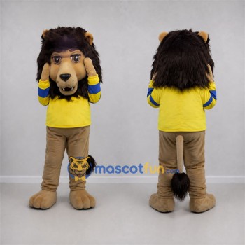 Custom Tan and Yellow Lion Mascot Costume Adult Full Body Suit for Sports Events