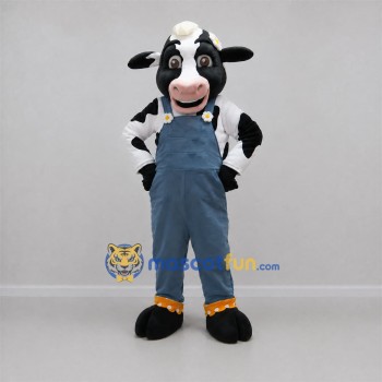 Custom Black and White Farmer Cow Mascot Costume Adult Full Body Suit for Farm Events Custom Black and White Farmer Cow Mascot Costume Adult Full Body Suit for Farm Events