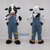 Custom Black and White Farmer Cow Mascot Costume Adult Full Body Suit for Farm Events