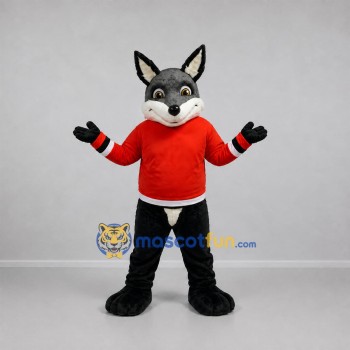 Custom Gray and Red Fox Mascot Costume Adult Full Body Suit for School Events Custom Gray and Red Fox Mascot Costume Adult Full Body Suit for School Events