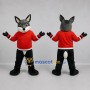 Custom Gray and Red Fox Mascot Costume Adult Full Body Suit for School Events