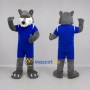 Custom Gray and Blue Wolf Mascot Costume Adult Full Body Suit for Sports Events