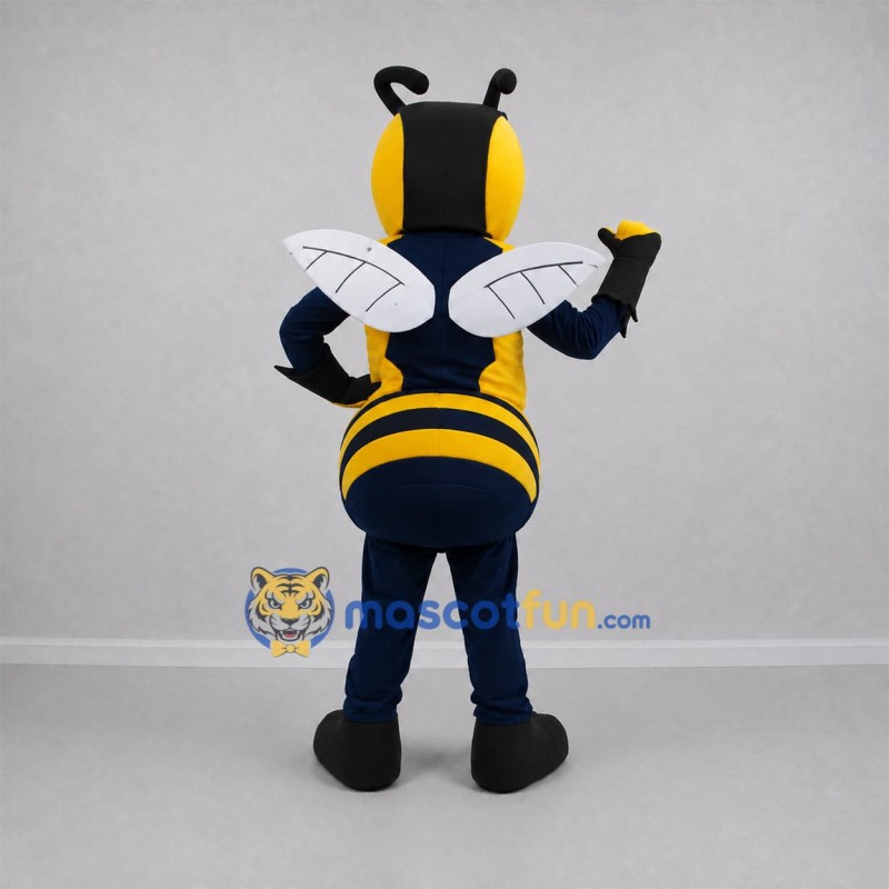 Custom Yellow and Navy Blue Hornet Mascot Costume Adult Full Body Suit for Sports Events Custom Yellow and Navy Blue Hornet Mascot Costume Adult Full Body Suit for Sports Events