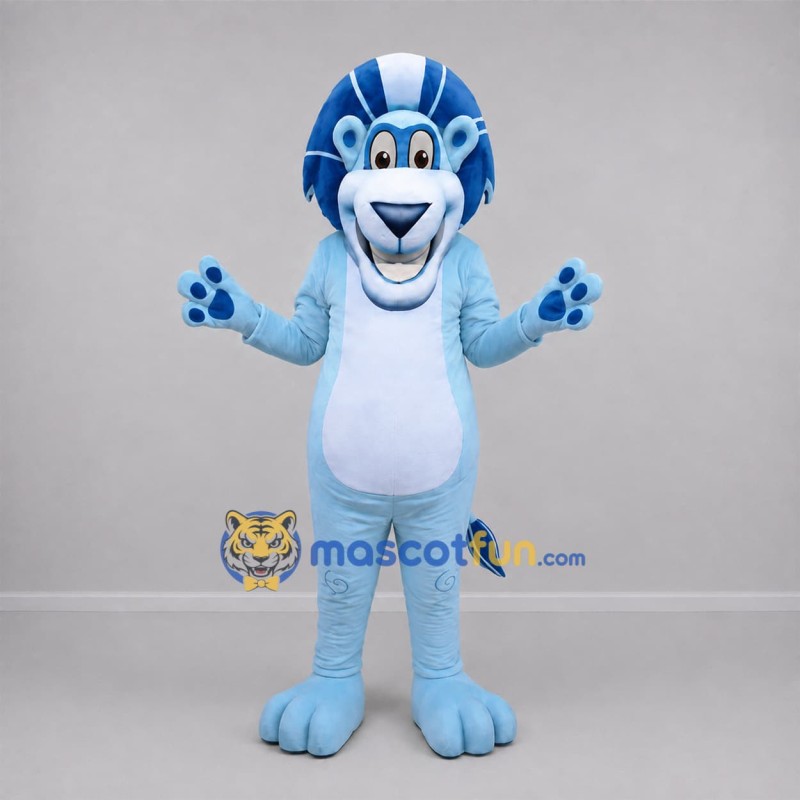 Custom Light Blue Lion Mascot Costume Adult Full Body Suit for School Events Custom Light Blue Lion Mascot Costume Adult Full Body Suit for School Events