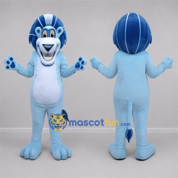 Custom Light Blue Lion Mascot Costume Adult Full Body Suit for School Events