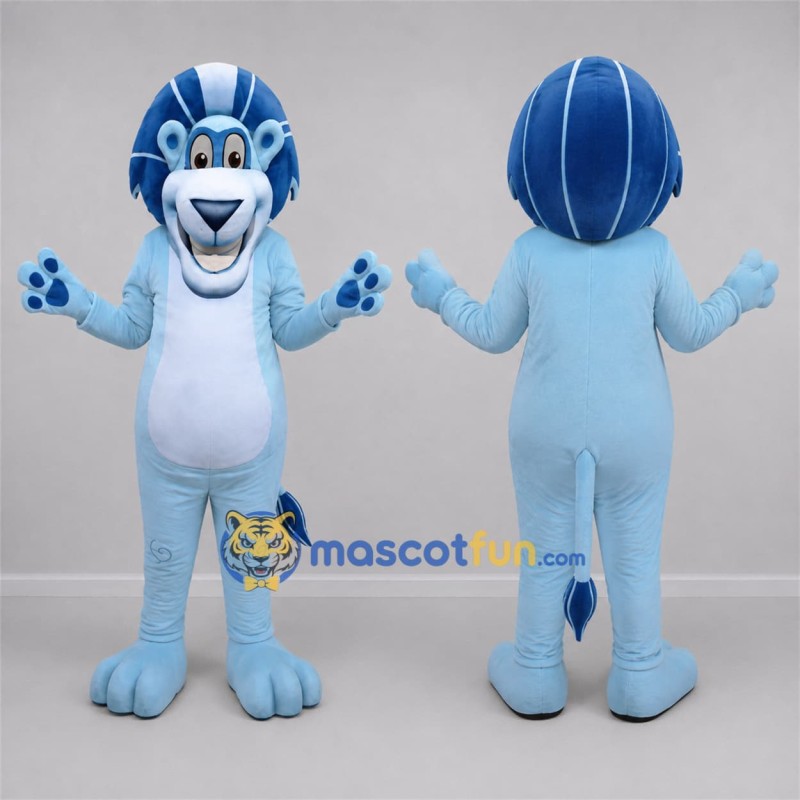 Custom Light Blue Lion Mascot Costume Adult Full Body Suit for School Events Custom Light Blue Lion Mascot Costume Adult Full Body Suit for School Events