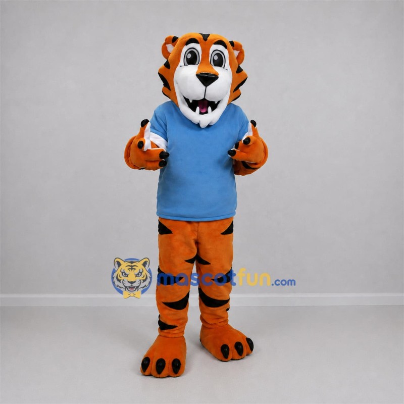 Custom Orange and Blue Tiger Mascot Costume Adult Full Body Suit for Sports Events Custom Orange and Blue Tiger Mascot Costume Adult Full Body Suit for Sports Events
