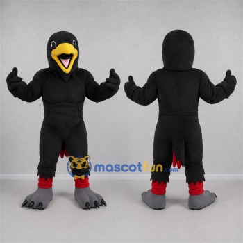 Custom Black and Yellow Bird Mascot Costume Adult Full Body Suit for School Events