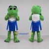Custom Green and Blue Cheerleader Frog Mascot Costume Adult Full Body Suit for Sports Events Custom Green and Blue Cheerleader Frog Mascot Costume Adult Full Body Suit for Sports Events