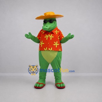 Custom Green and Orange Crocodile Mascot Costume Adult Full Body Suit for Summer Events Custom Green and Orange Crocodile Mascot Costume Adult Full Body Suit for Summer Events