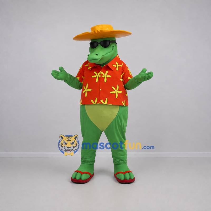 Custom Green and Orange Crocodile Mascot Costume Adult Full Body Suit for Summer Events Custom Green and Orange Crocodile Mascot Costume Adult Full Body Suit for Summer Events
