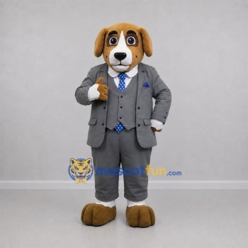 Custom Brown and Gray Dog Mascot Costume Adult Full Body Suit for Business Events Custom Brown and Gray Dog Mascot Costume Adult Full Body Suit for Business Events