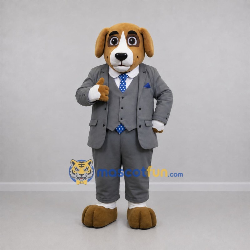 Custom Brown and Gray Dog Mascot Costume Adult Full Body Suit for Business Events Custom Brown and Gray Dog Mascot Costume Adult Full Body Suit for Business Events