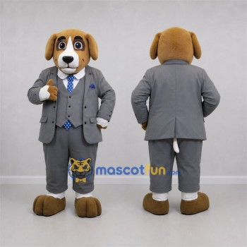 Custom Brown and Gray Dog Mascot Costume Adult Full Body Suit for Business Events