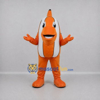 Custom Orange and White Clownfish Mascot Costume Adult Full Body Suit for Aquarium Events Custom Orange and White Clownfish Mascot Costume Adult Full Body Suit for Aquarium Events