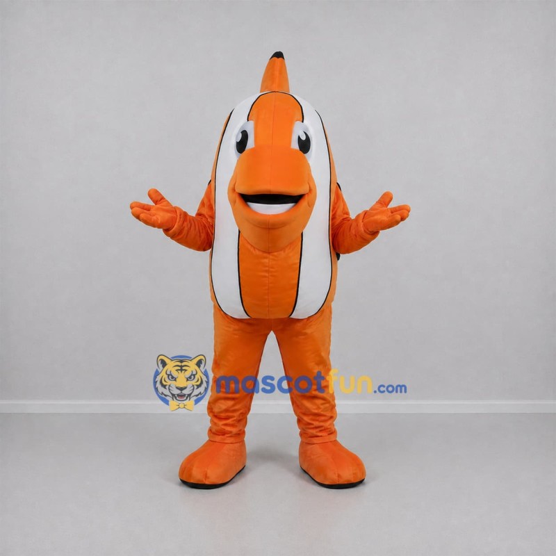 Custom Orange and White Clownfish Mascot Costume Adult Full Body Suit for Aquarium Events Custom Orange and White Clownfish Mascot Costume Adult Full Body Suit for Aquarium Events