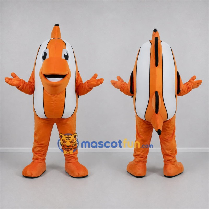 Custom Orange and White Clownfish Mascot Costume Adult Full Body Suit for Aquarium Events Custom Orange and White Clownfish Mascot Costume Adult Full Body Suit for Aquarium Events