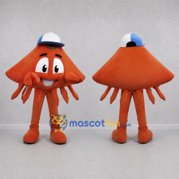 Custom Orange Squid Mascot Costume Adult Full Body Suit for Ocean Events
