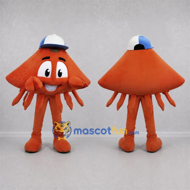 Custom Orange Squid Mascot Costume Adult Full Body Suit for Ocean Events Custom Orange Squid Mascot Costume Adult Full Body Suit for Ocean Events