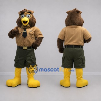 Custom Brown and Tan Ranger Owl Mascot Costume Adult Full Body Suit for Nature Events