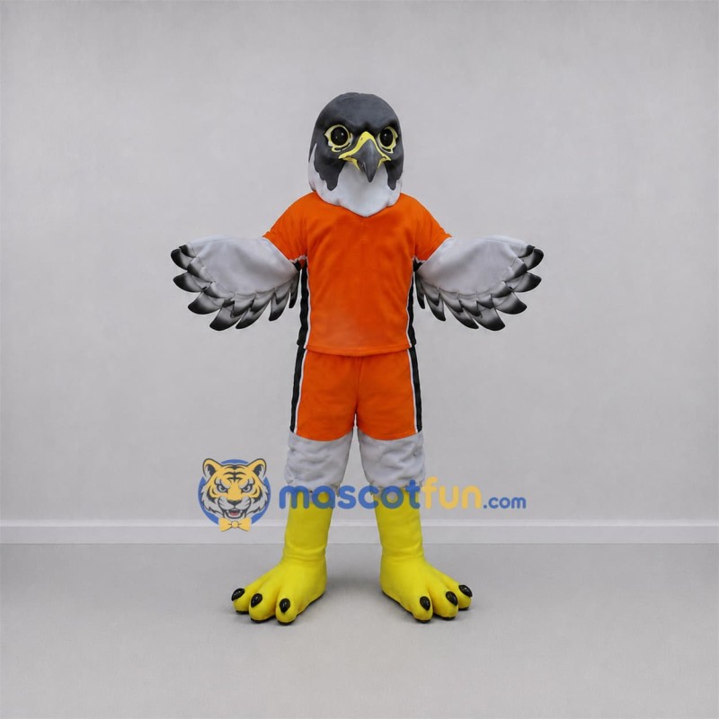 Custom Gray and Orange Falcon Mascot Costume Adult Full Body Suit for Sports Events Custom Gray and Orange Falcon Mascot Costume Adult Full Body Suit for Sports Events