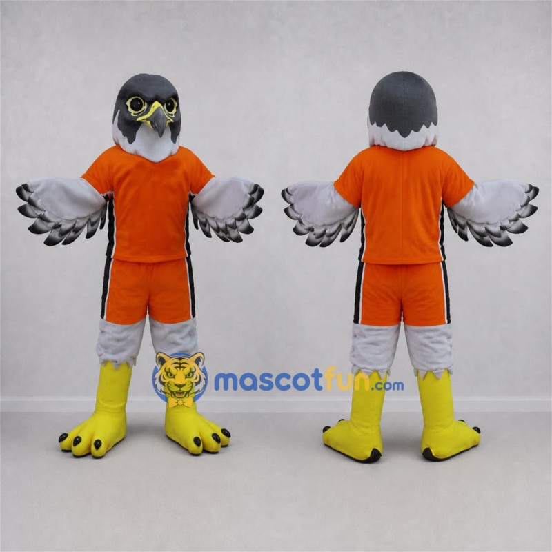 Custom Gray and Orange Falcon Mascot Costume Adult Full Body Suit for Sports Events Custom Gray and Orange Falcon Mascot Costume Adult Full Body Suit for Sports Events