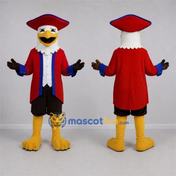 Custom White and Red Patriot Eagle Mascot Costume Adult Full Body Suit for Patriotic Events