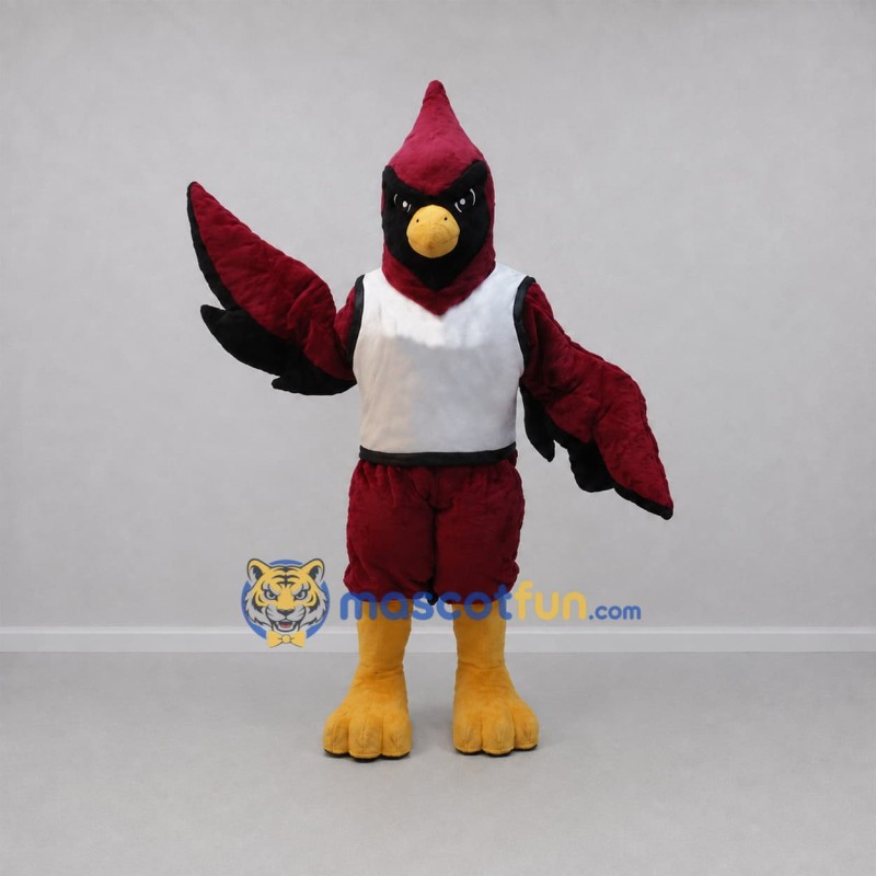 Custom Burgundy and Black Cardinal Bird Mascot Costume Adult Full Body Suit for Sports Events