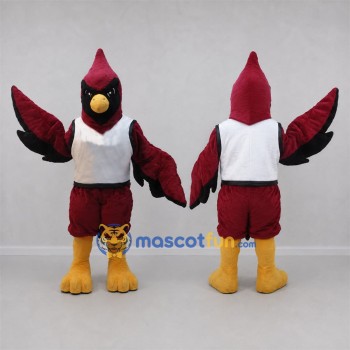Custom Burgundy and Black Cardinal Bird Mascot Costume Adult Full Body Suit for Sports Events