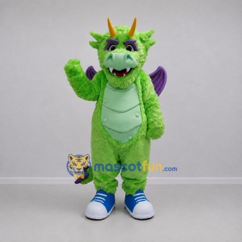 Custom Green and Purple Dragon Mascot Costume Adult Full Body Suit for Fantasy Events