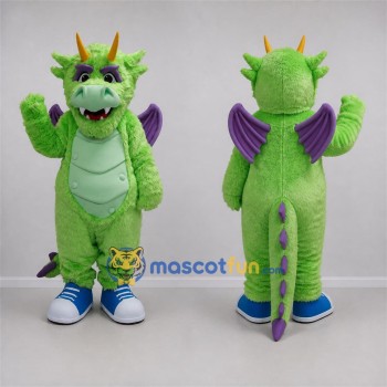 Custom Green and Purple Dragon Mascot Costume Adult Full Body Suit for Fantasy Events