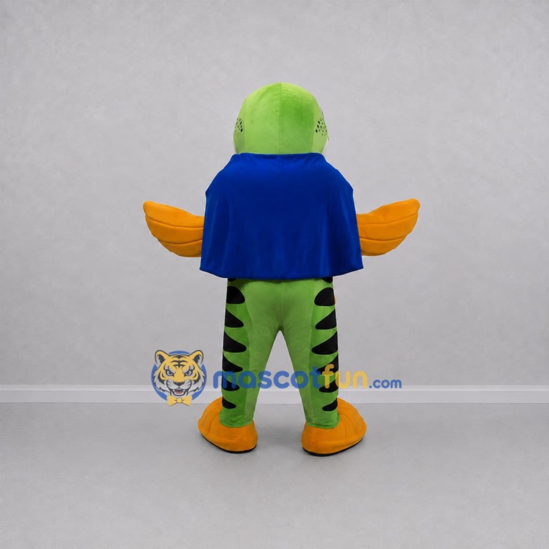 Custom Green and Orange Superhero Fish Mascot Costume Adult Full Body Suit for Ocean Events Custom Green and Orange Superhero Fish Mascot Costume Adult Full Body Suit for Ocean Events