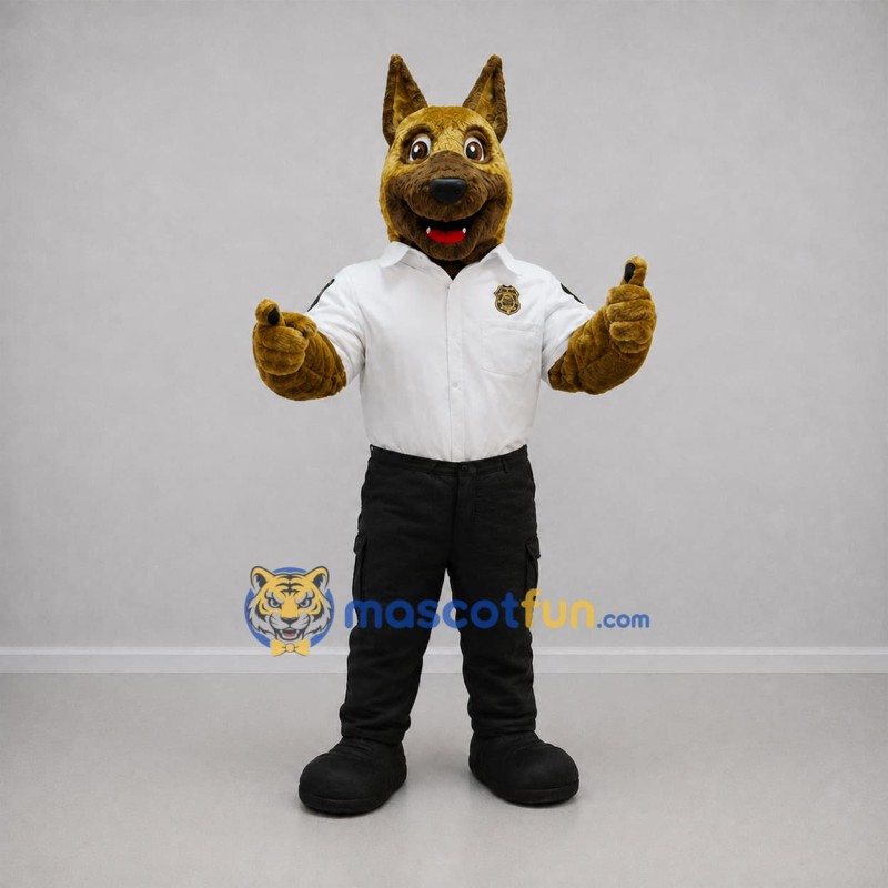 Custom Brown and White Police Dog Mascot Costume Adult Full Body Suit for Community Events Custom Brown and White Police Dog Mascot Costume Adult Full Body Suit for Community Events