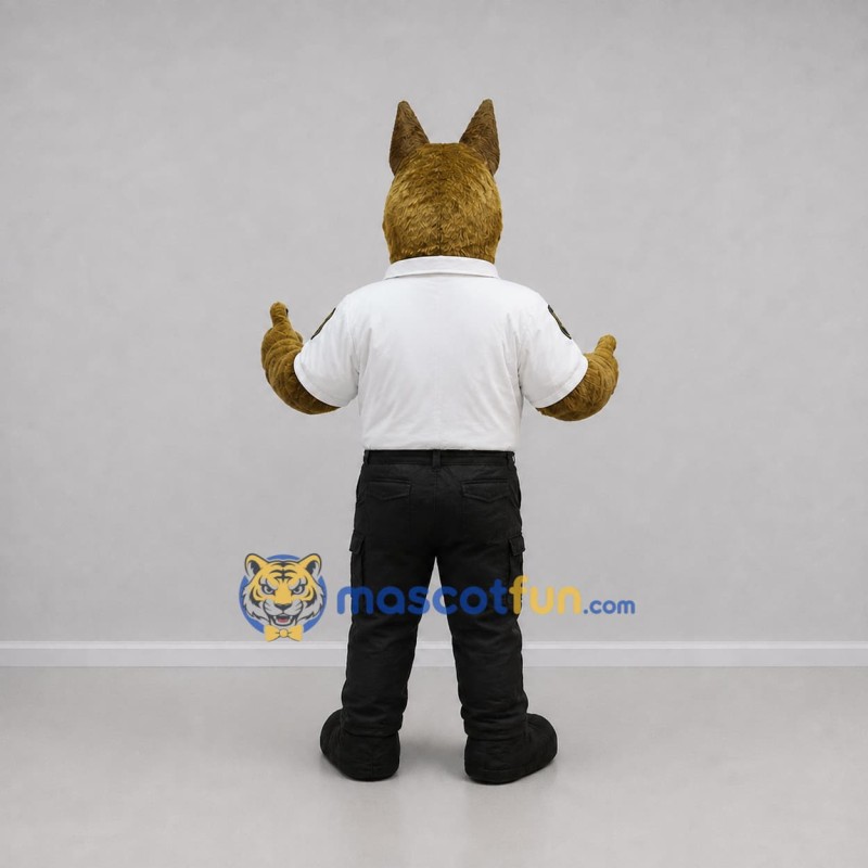 Custom Brown and White Police Dog Mascot Costume Adult Full Body Suit for Community Events Custom Brown and White Police Dog Mascot Costume Adult Full Body Suit for Community Events