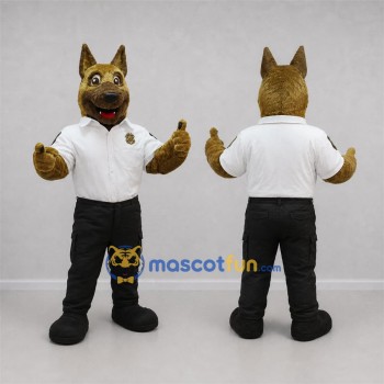 Custom Brown and White Police Dog Mascot Costume Adult Full Body Suit for Community Events
