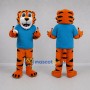 Custom Orange and Blue Tiger Mascot Costume Adult Full Body Suit for Sports Events
