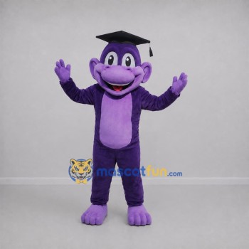 Custom Purple Graduate Monkey Mascot Costume Adult Full Body Suit for Graduation Events