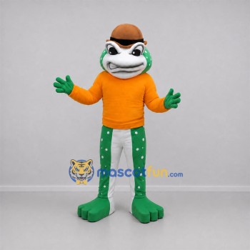 Custom Green and Orange Frog Mascot Costume Adult Full Body Suit for School Events Custom Green and Orange Frog Mascot Costume Adult Full Body Suit for School Events